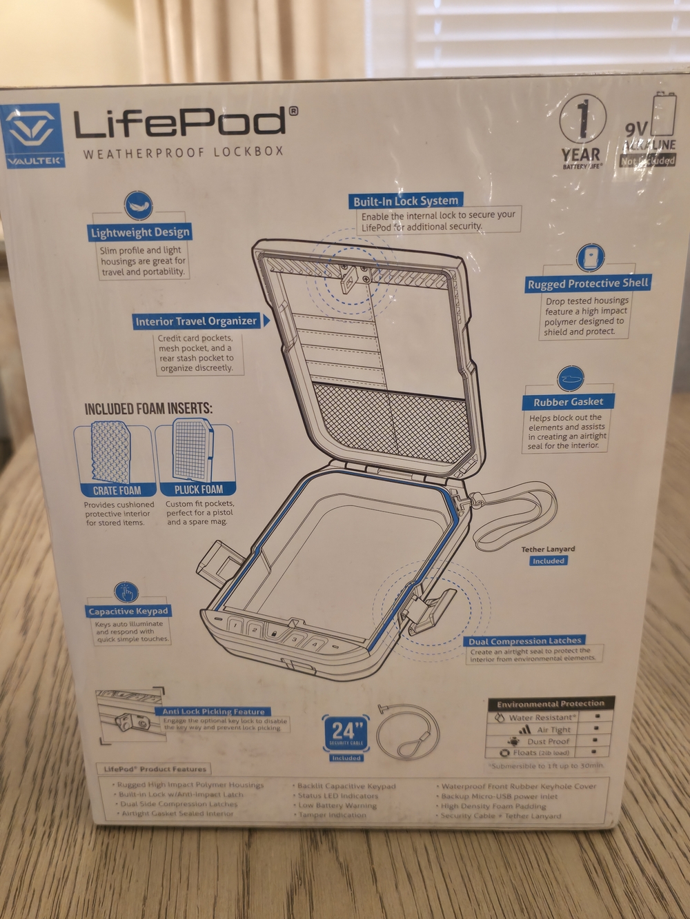 LifePod Weatherproof Lockbox - Black XLP10-BK New Sealed Protect Guns, Documents - Picture 11 of 13